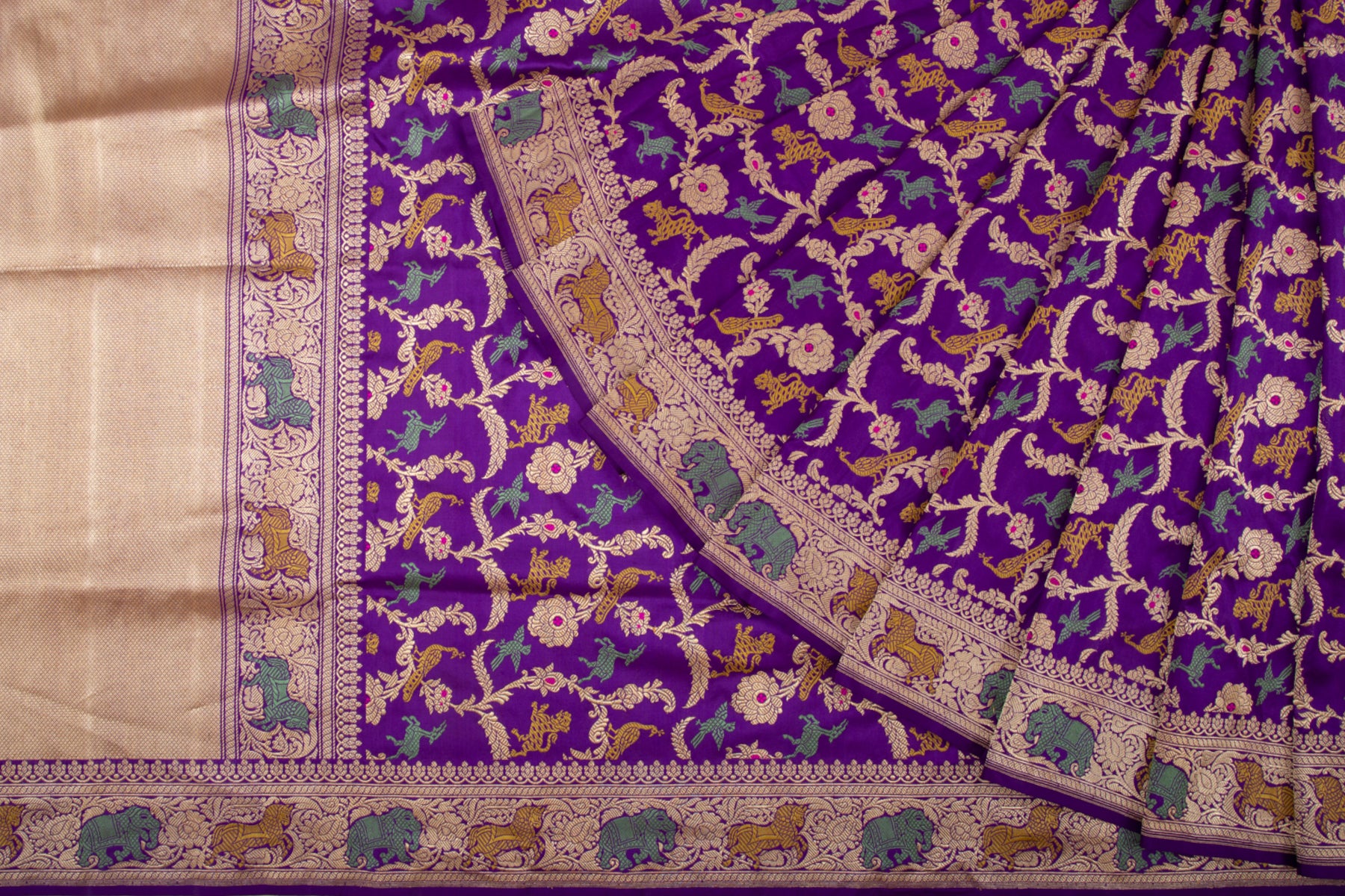 Banarasi Silk Kadwa Jaal Purple Saree