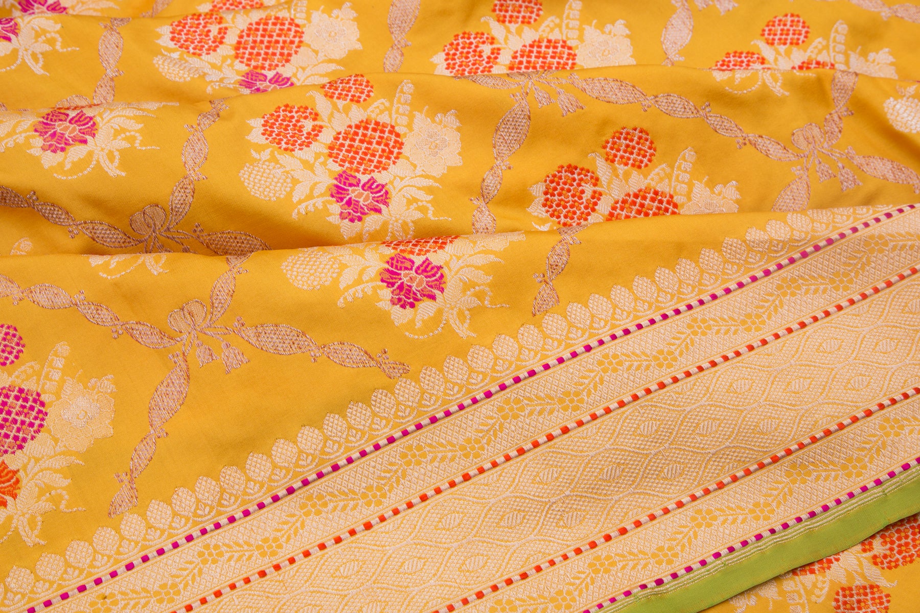 Banarasi Silk Jaal Mustard Yellow Saree