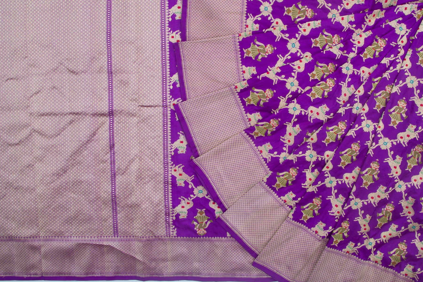 Banarasi Silk Brocade Violet Saree