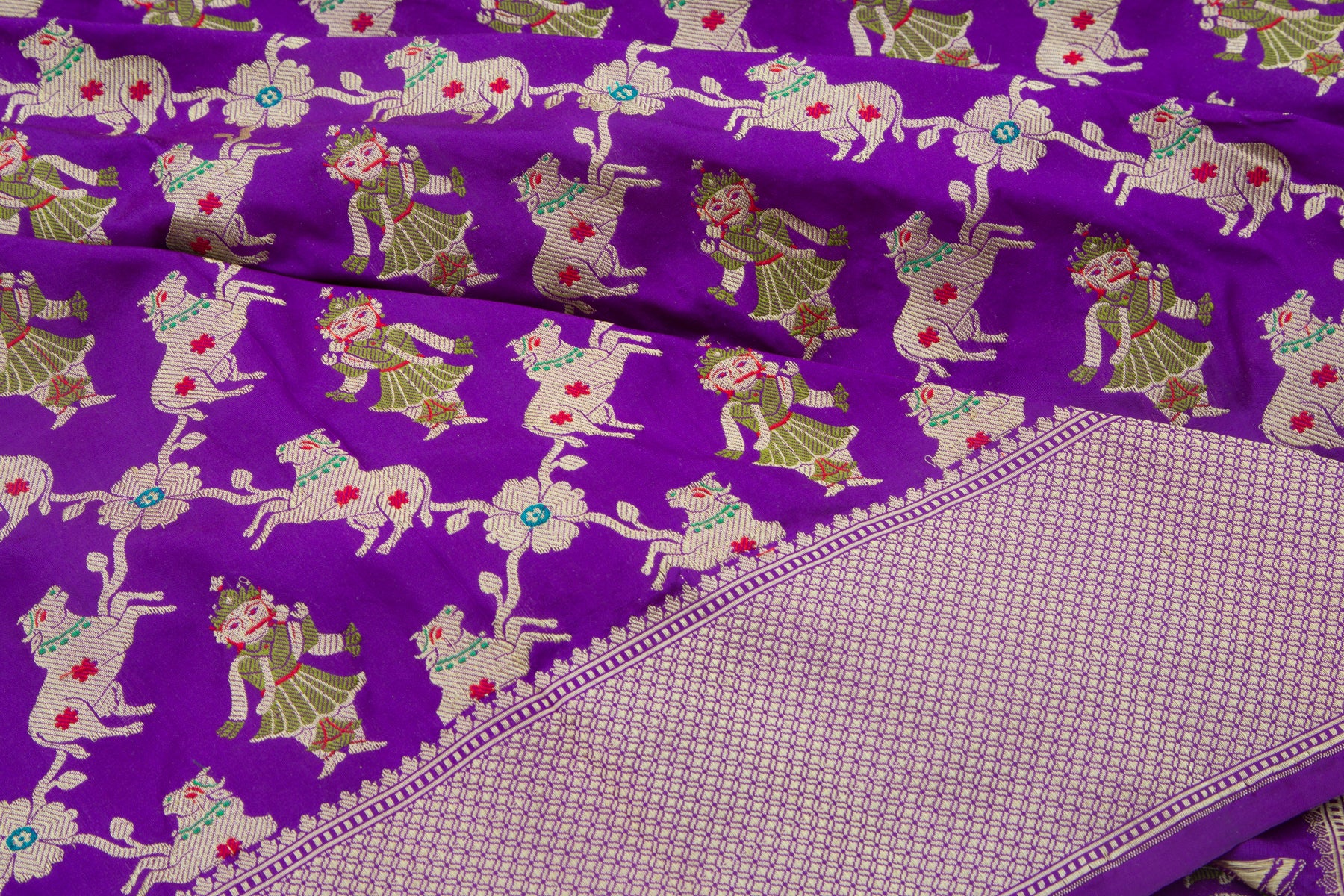 Banarasi Silk Brocade Violet Saree