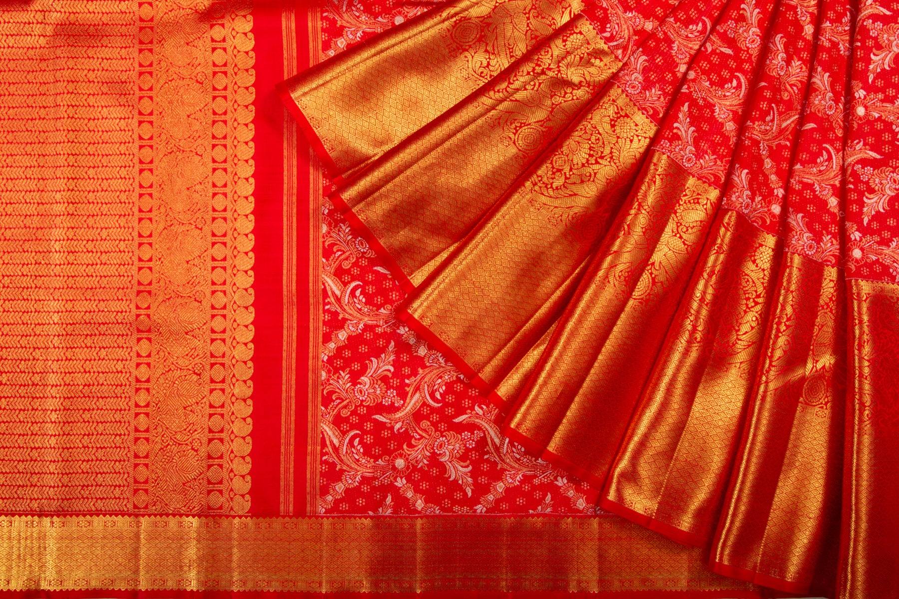 Kanchipuram Silk Jaal Red Saree