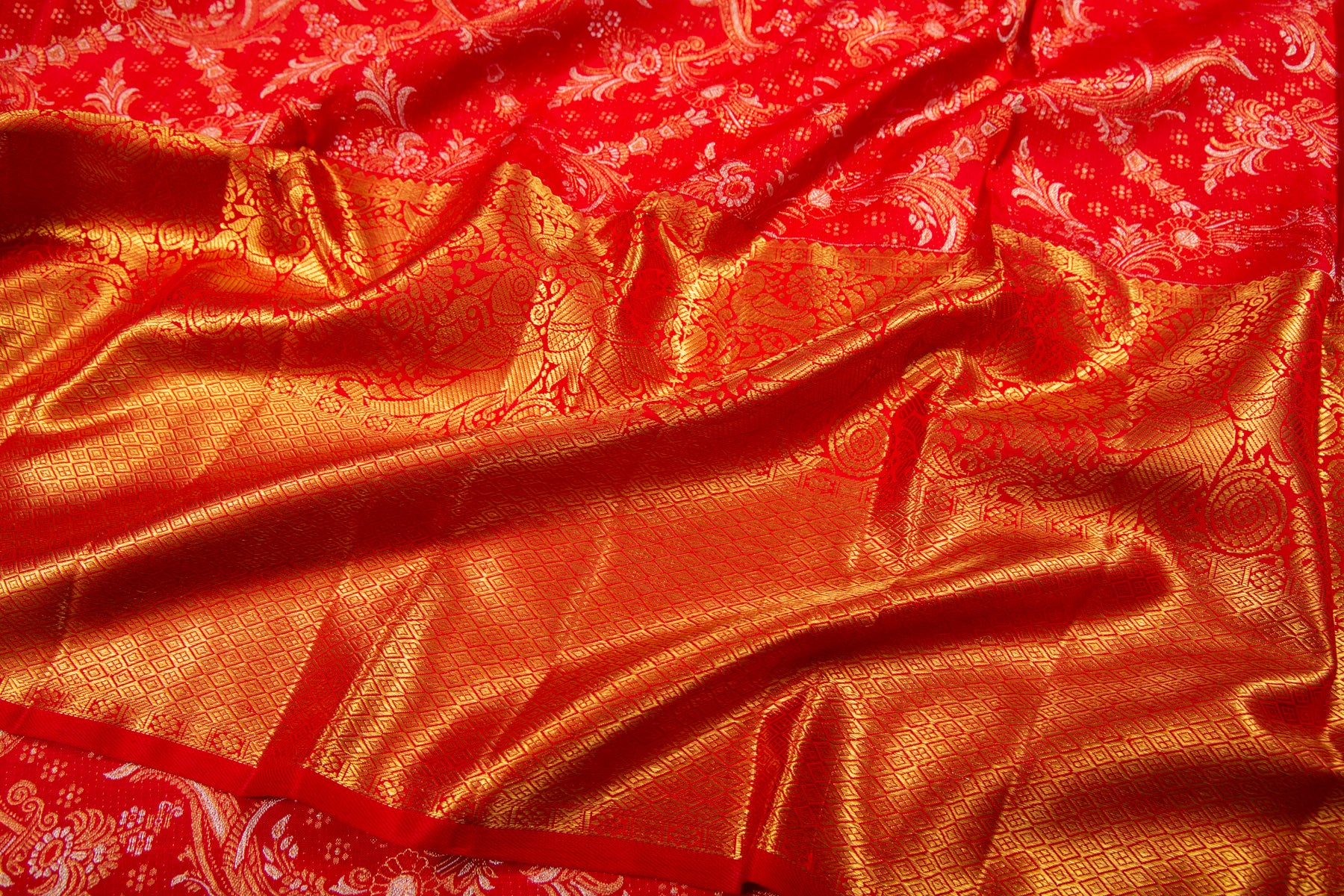 Kanchipuram Silk Jaal Red Saree