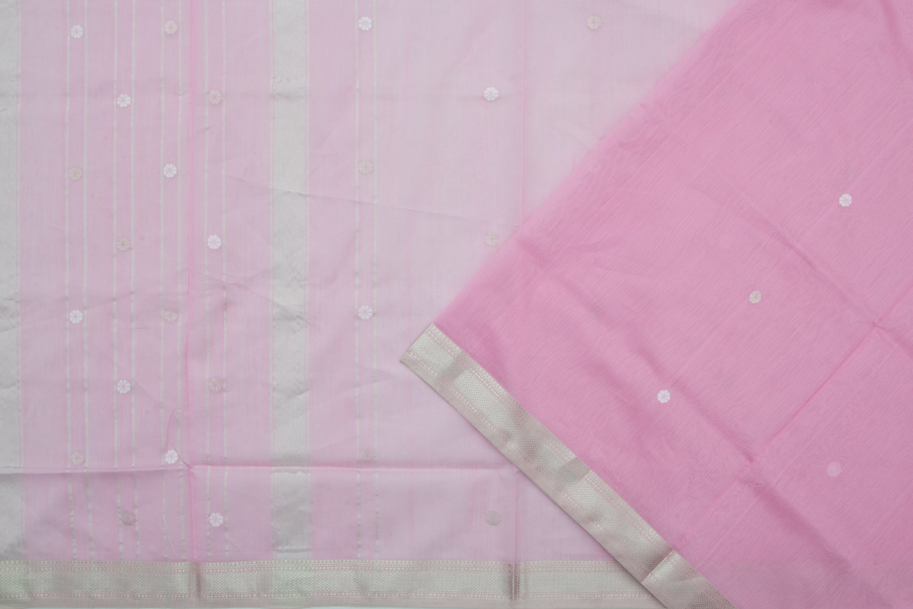 Maheshwari Cotton Butta Pink Saree
