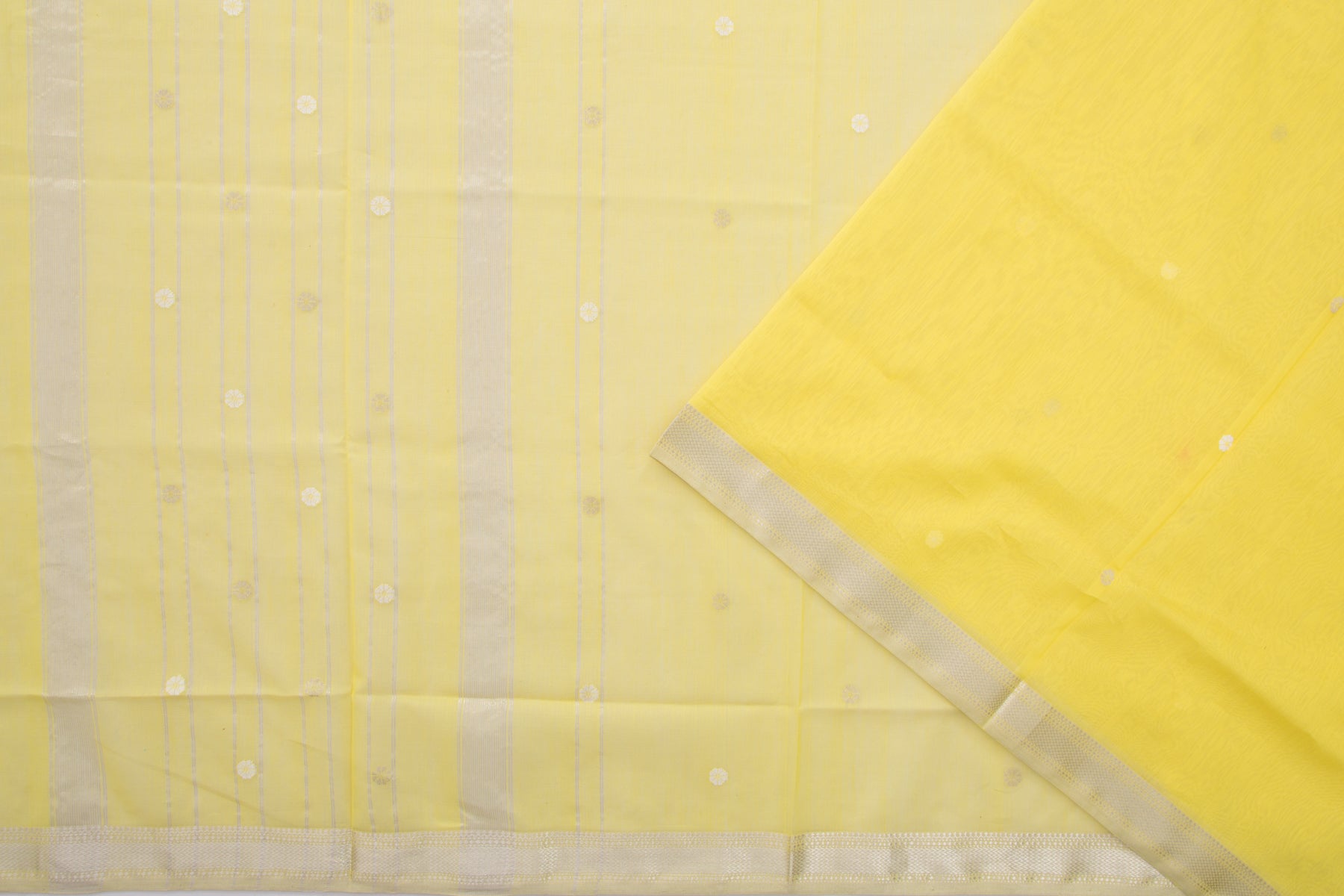 Maheshwari Cotton Butta Lemon Yellow Saree