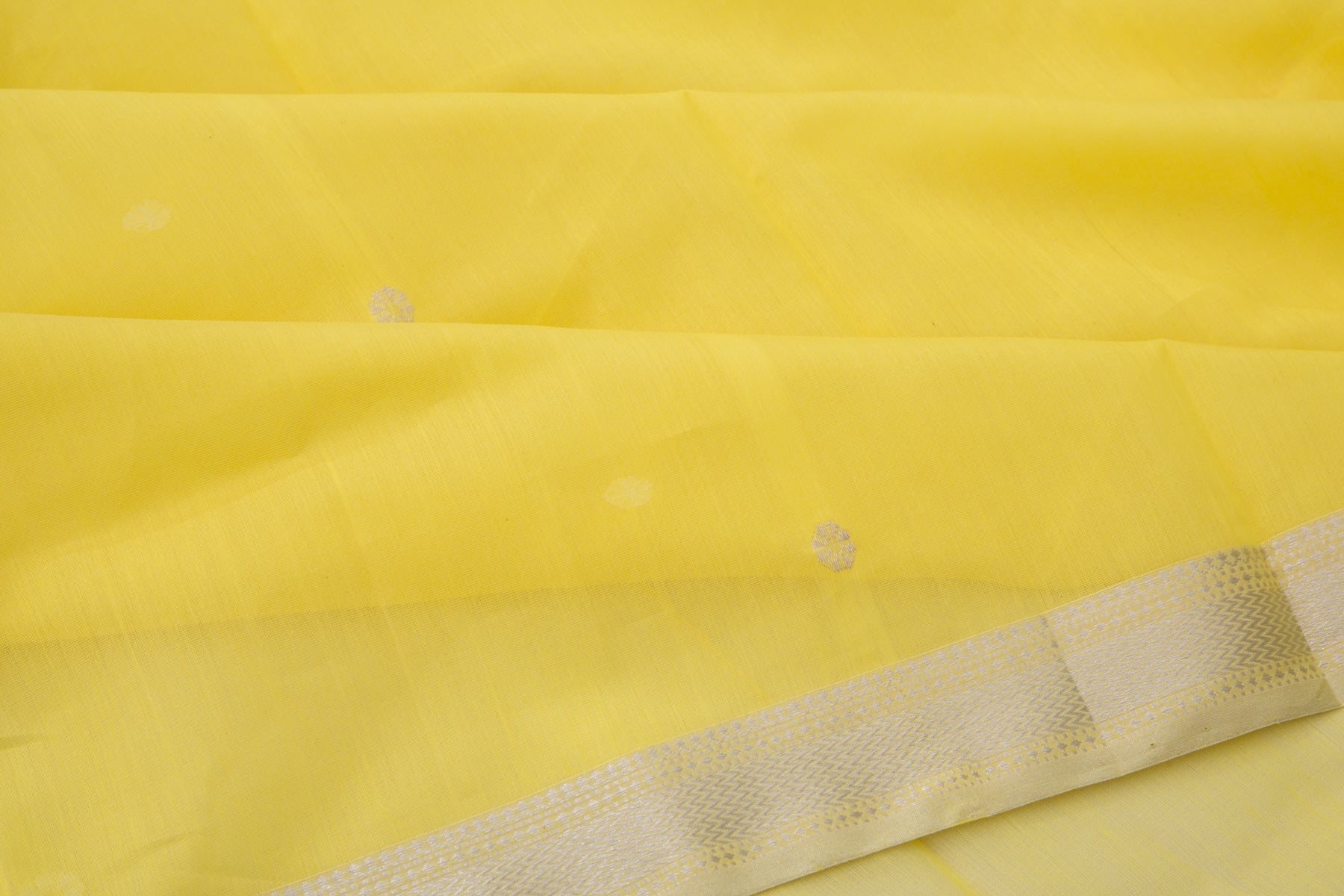 Maheshwari Cotton Butta Lemon Yellow Saree