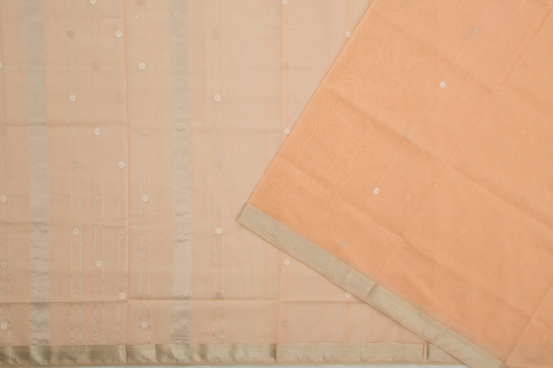 Maheshwari Cotton Butta Pastel Orange Saree