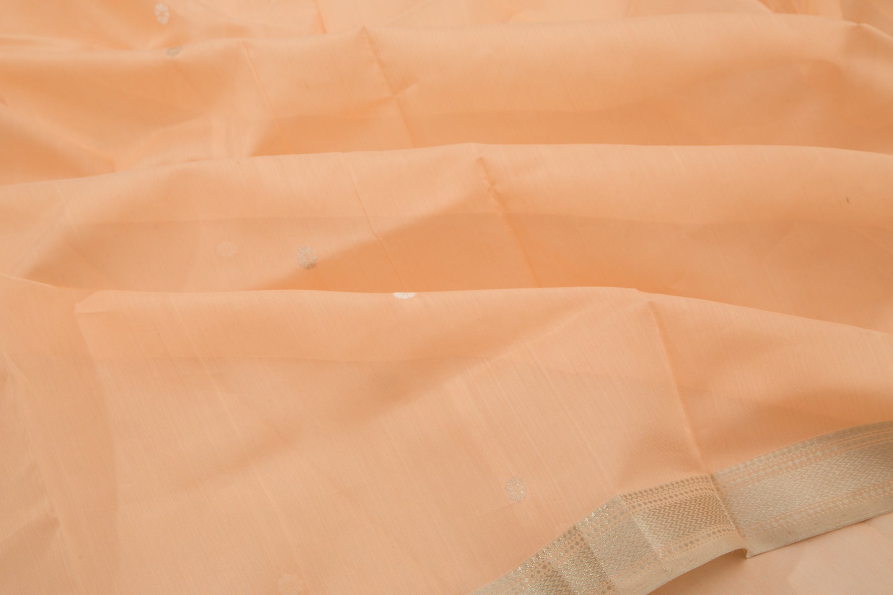 Maheshwari Cotton Butta Pastel Orange Saree