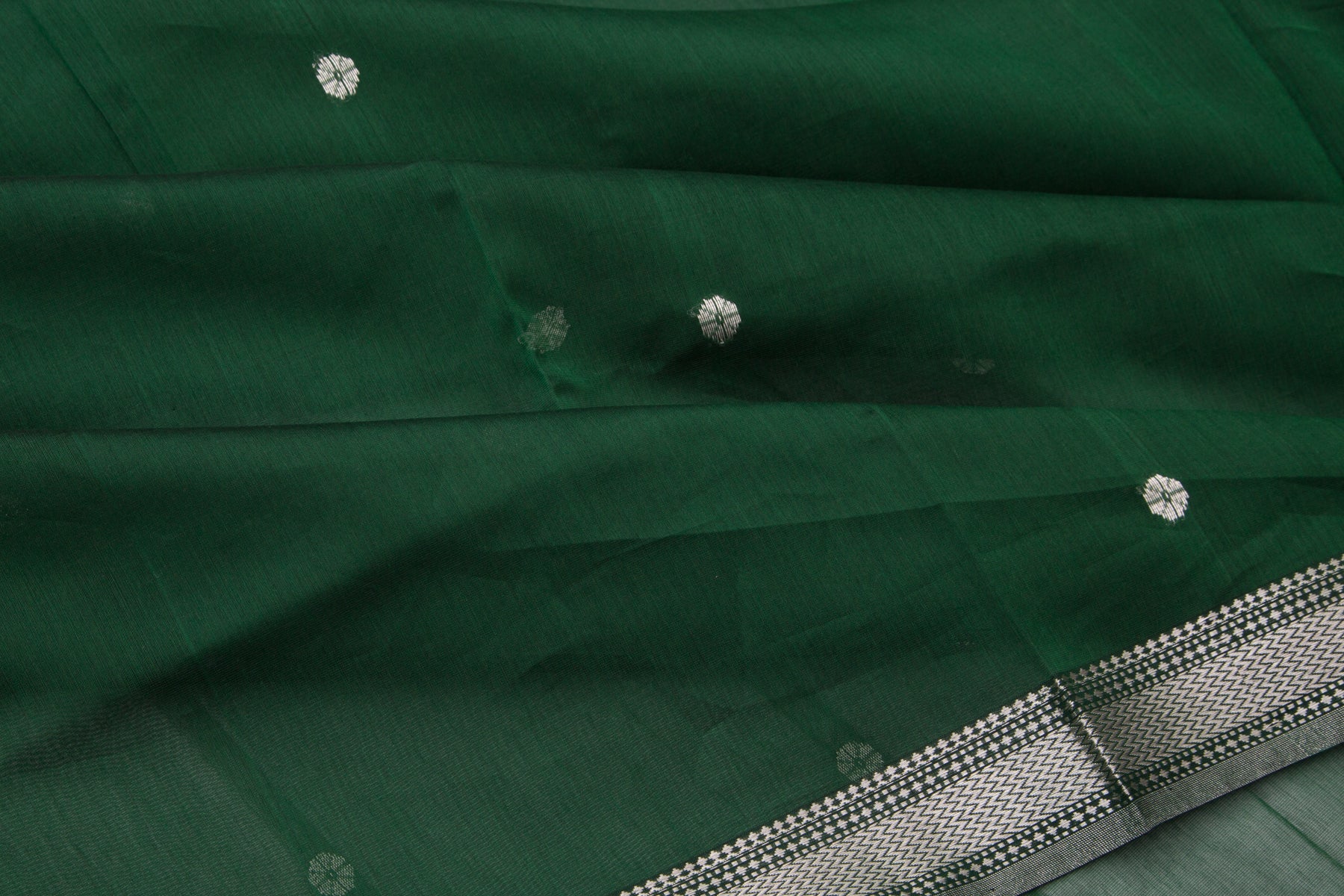 Maheshwari Cotton Butta Green Saree