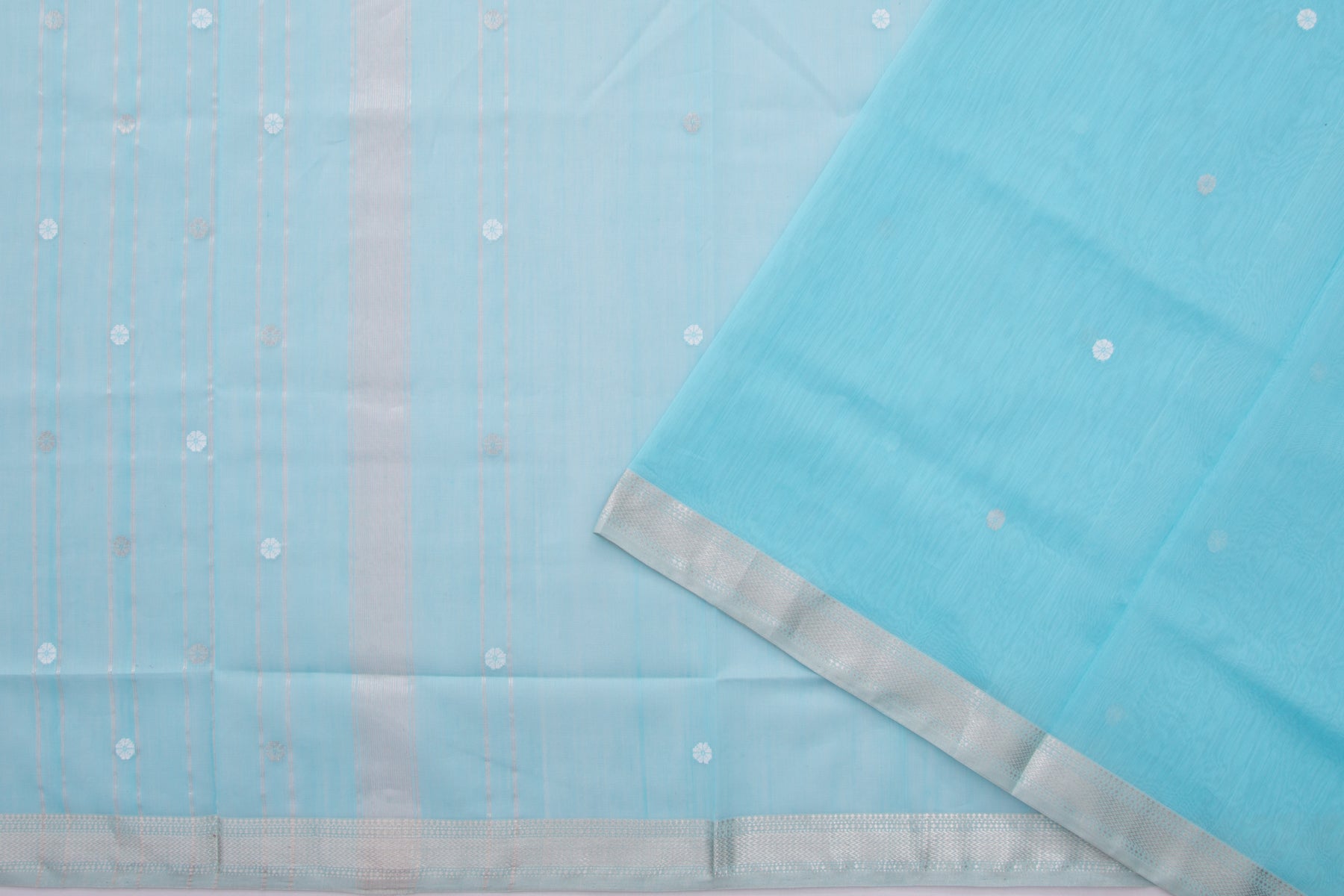 Maheshwari Cotton Butta Sky Blue Saree
