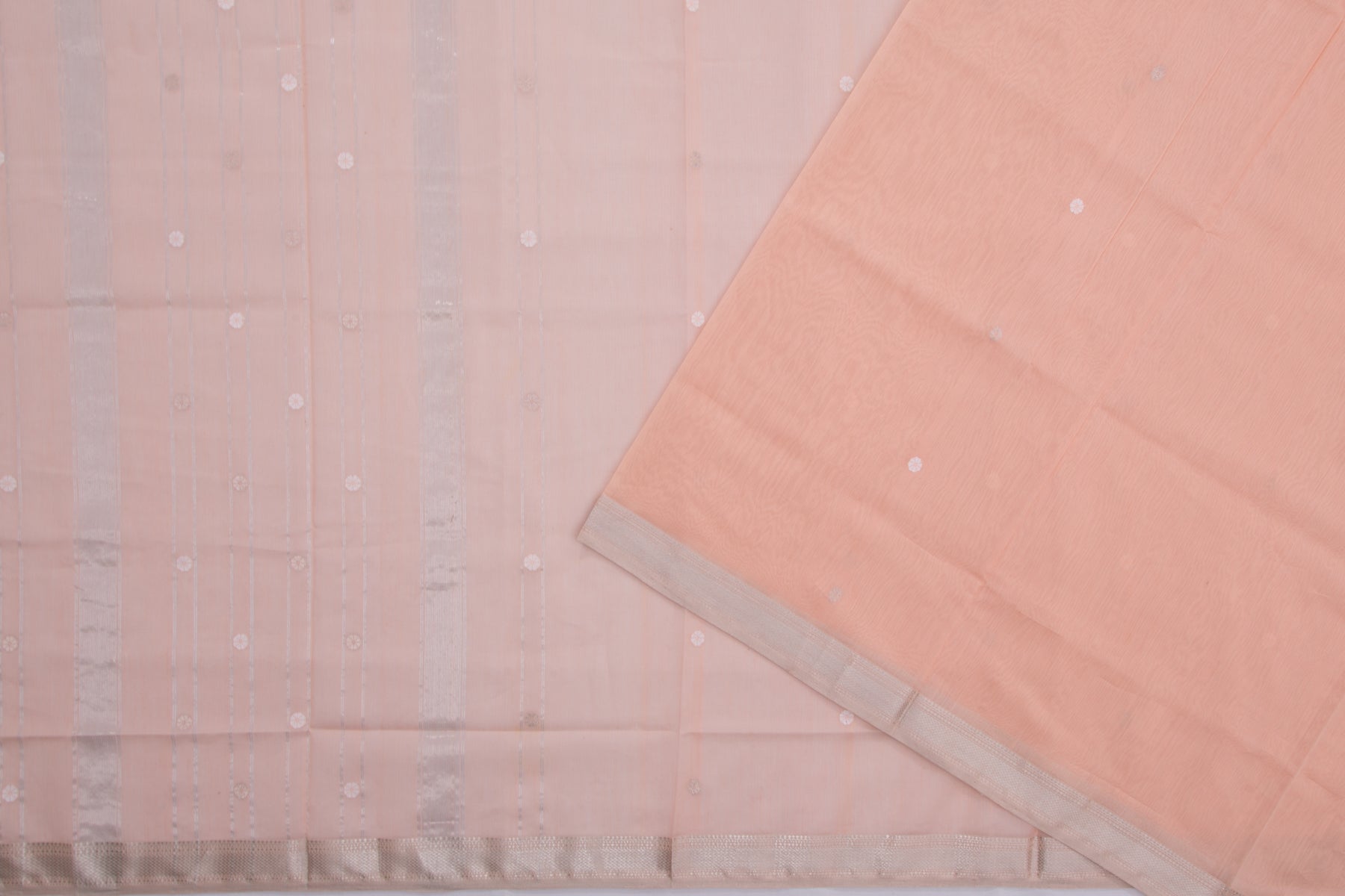 Maheshwari Cotton Butta Peach Saree