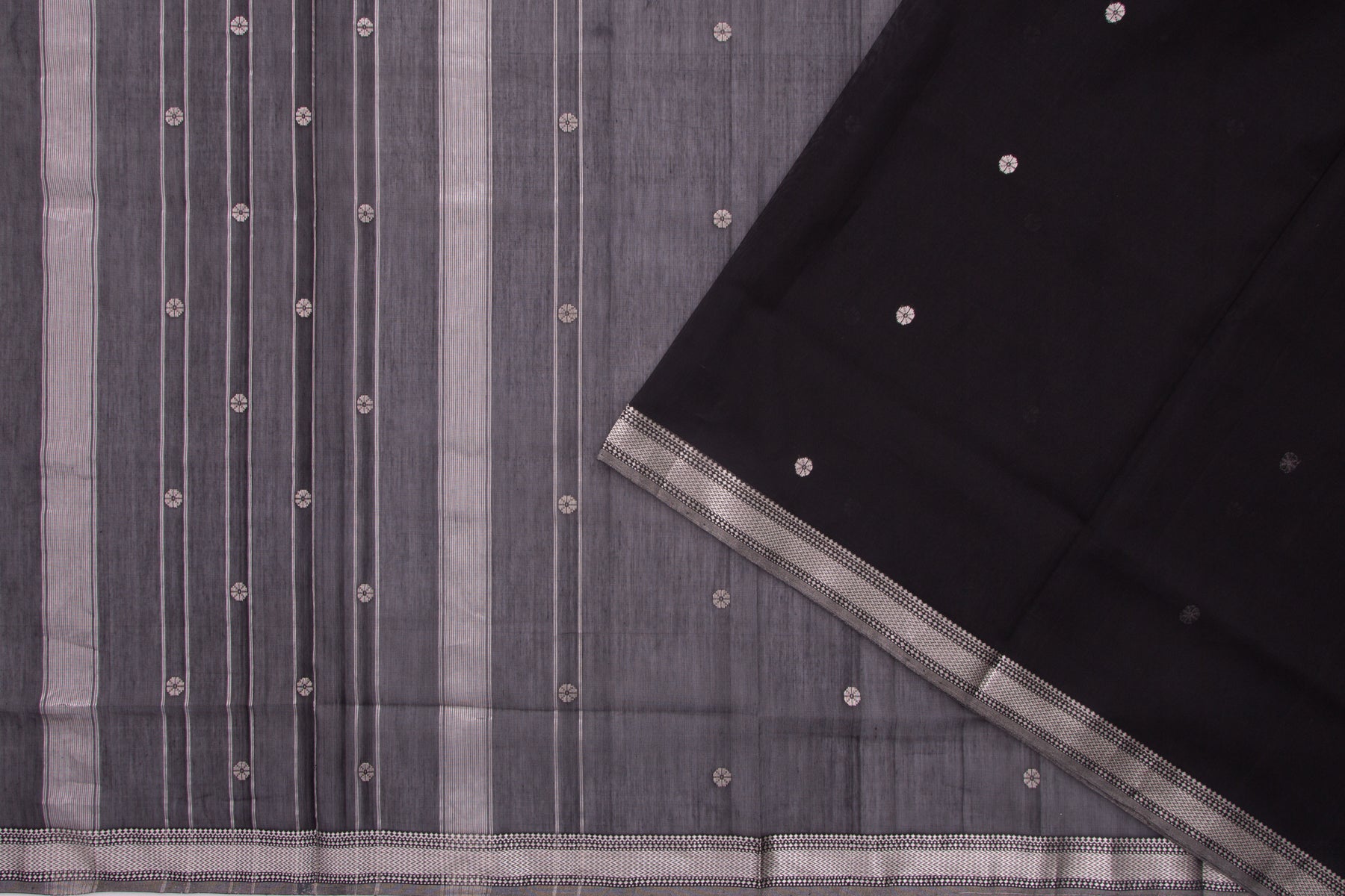 Maheshwari Cotton Butta Black Saree