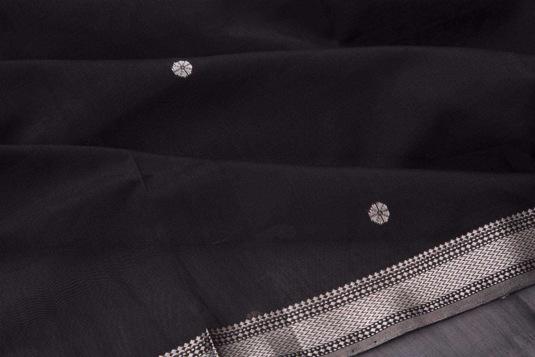 Maheshwari Cotton Butta Black Saree