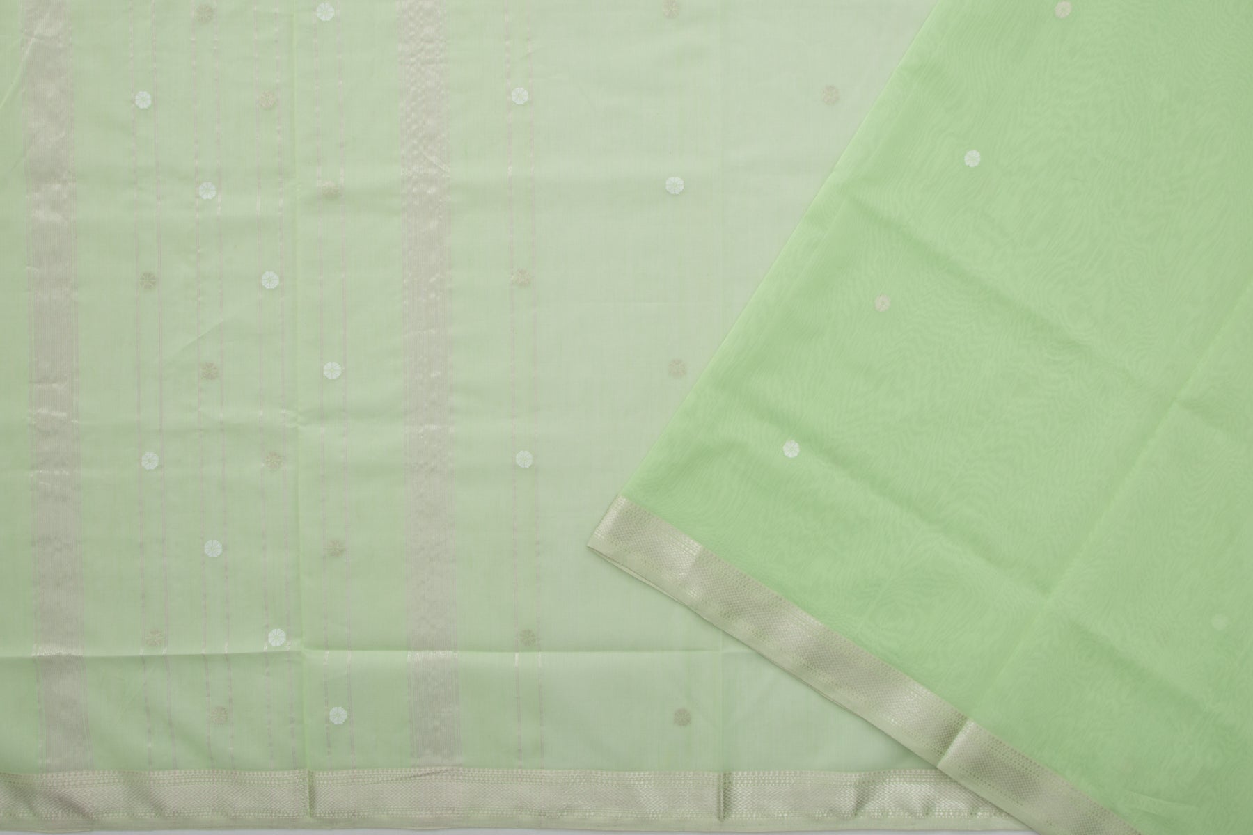Maheshwari Cotton Butta Pista Green Saree