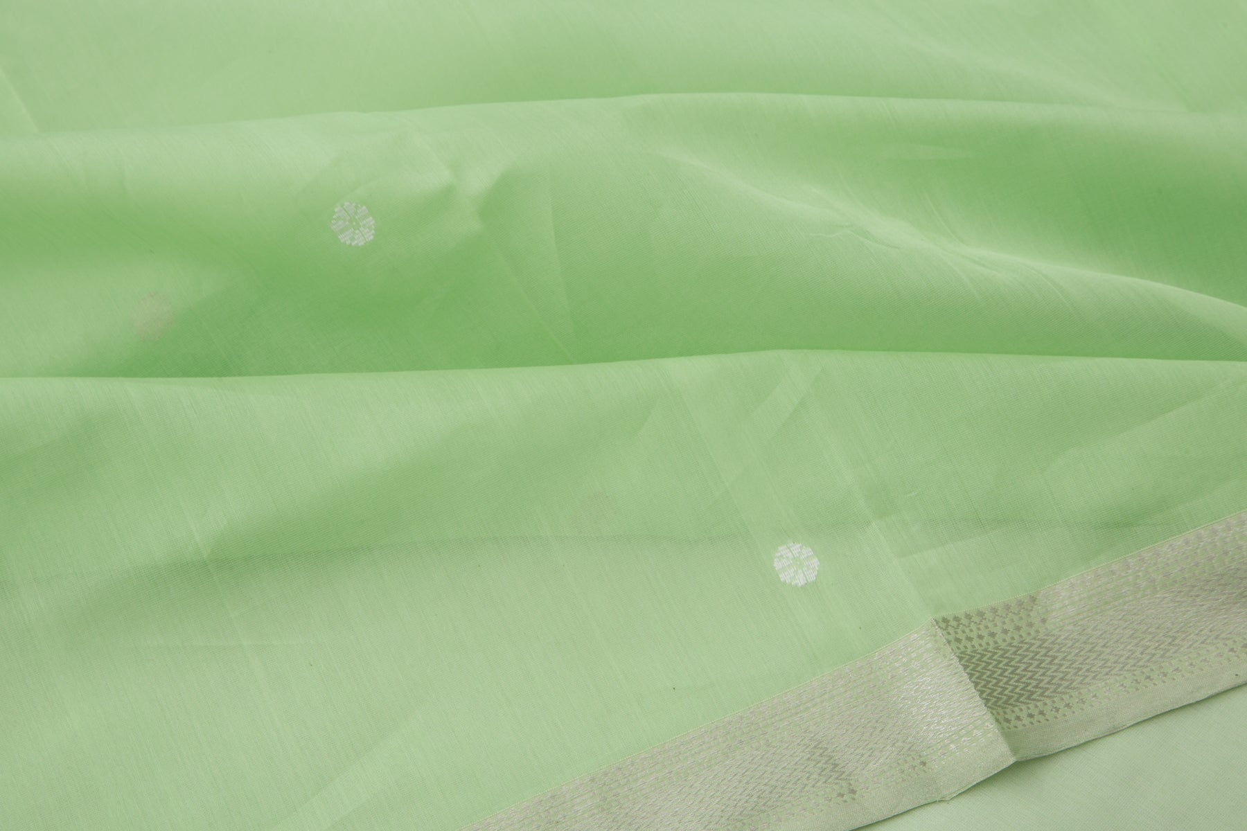 Maheshwari Cotton Butta Pista Green Saree