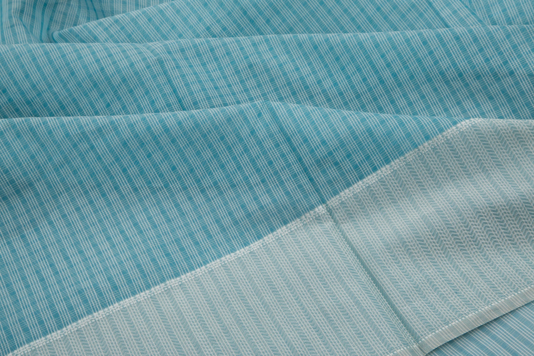 Maheshwari Cotton Checks Blue Saree