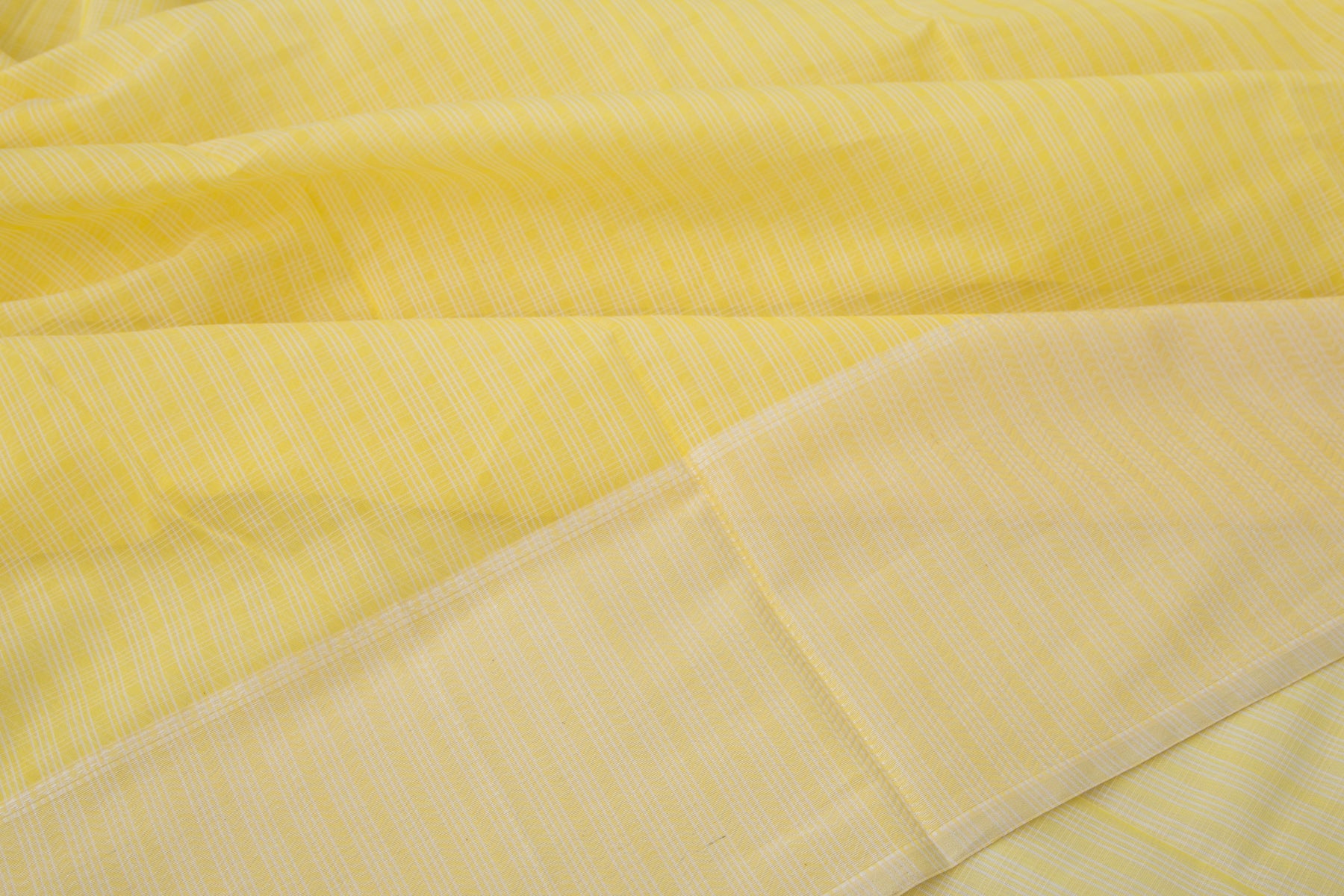 Maheshwari Cotton Checks Lemon Yellow Saree