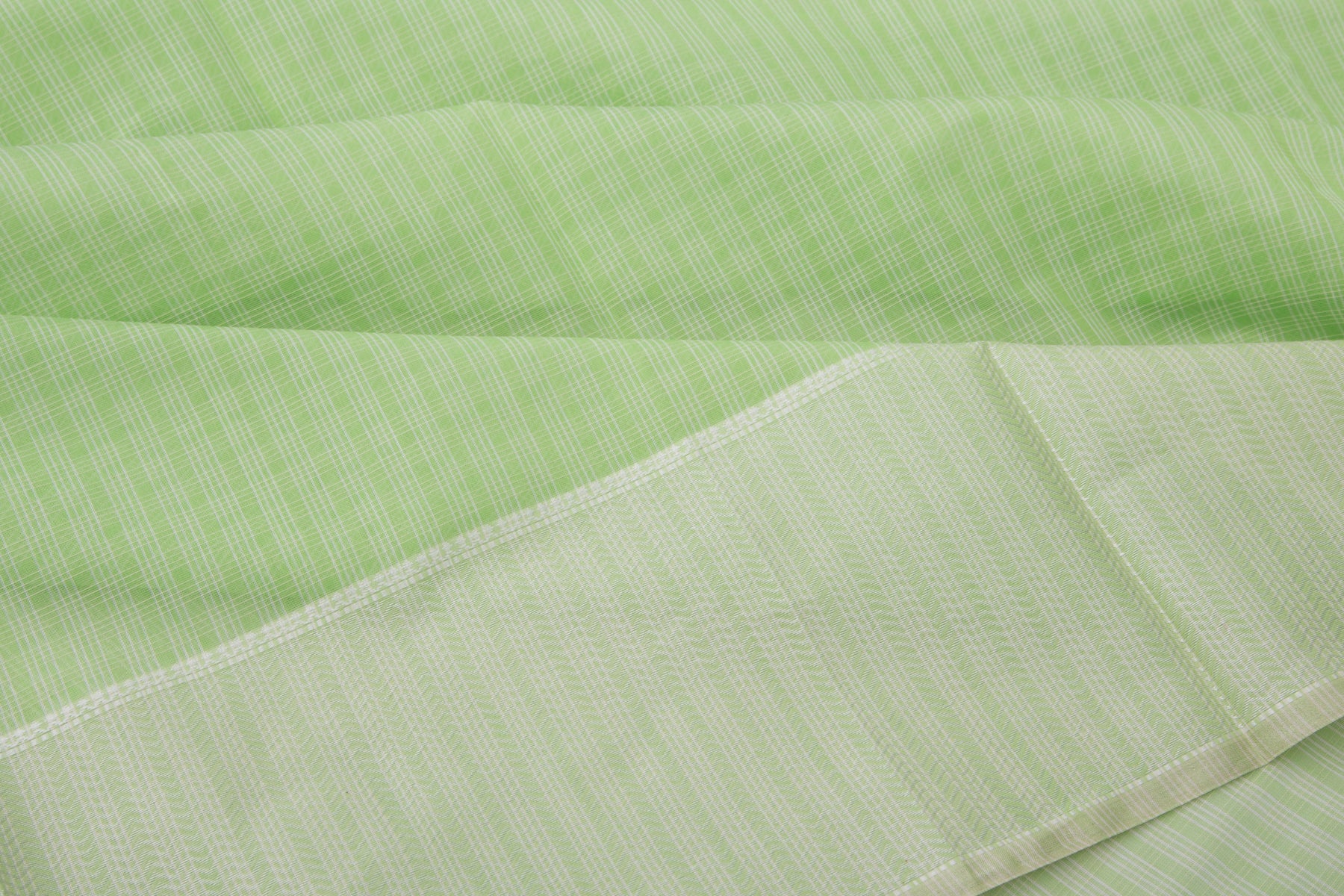 Maheshwari Cotton Checks Green Saree