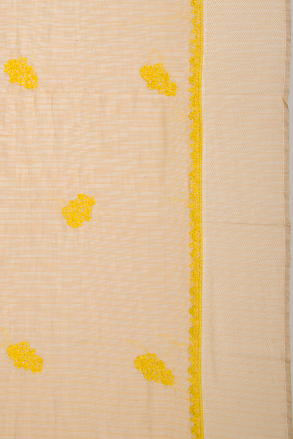 Maheshwari Silk Checks And Chikankari Butta Pastel Orange Saree