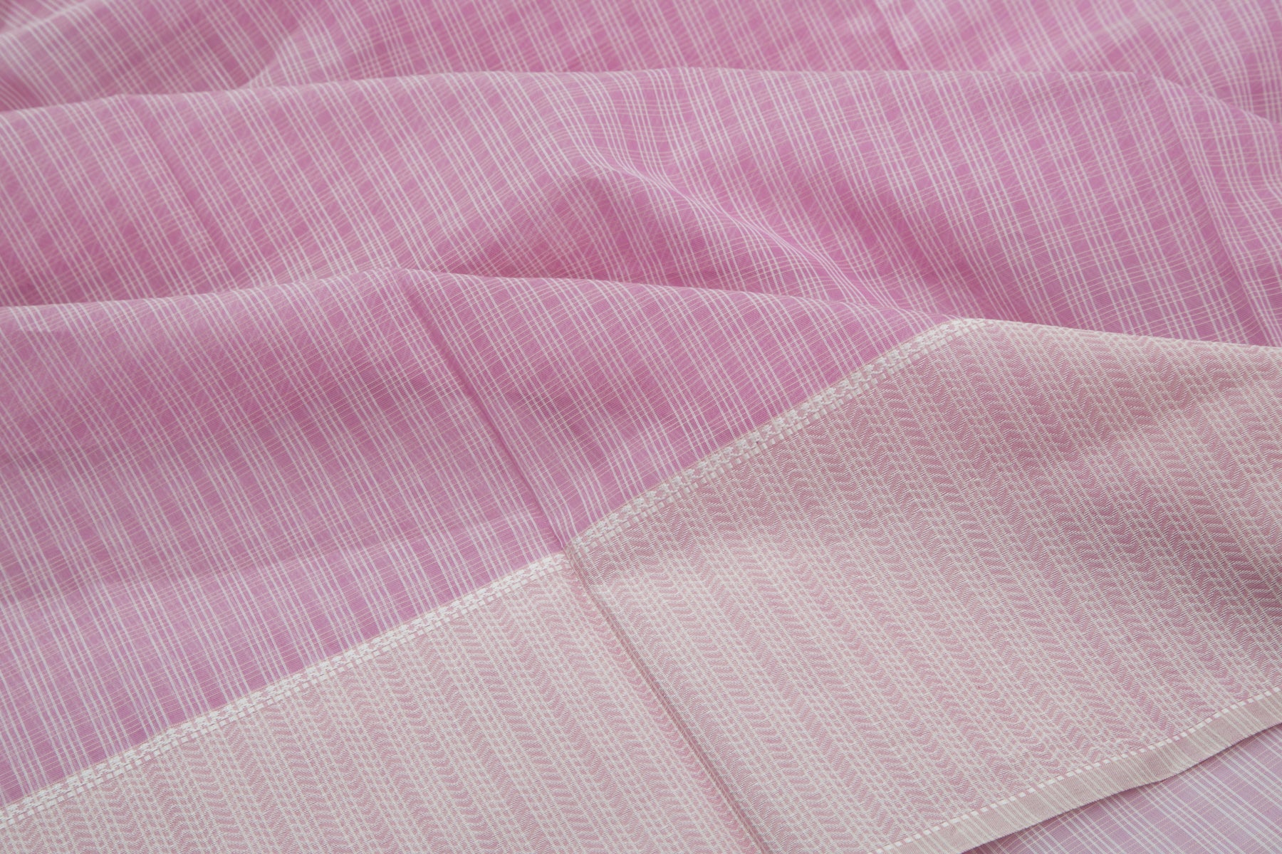 Maheshwari Cotton Checks Lavender Saree