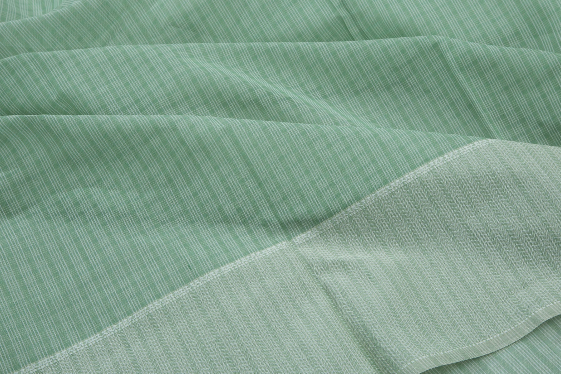 Maheshwari Cotton Checks Green Saree