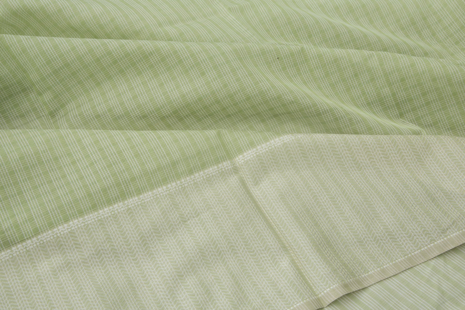 Maheshwari Cotton Checks Green Saree