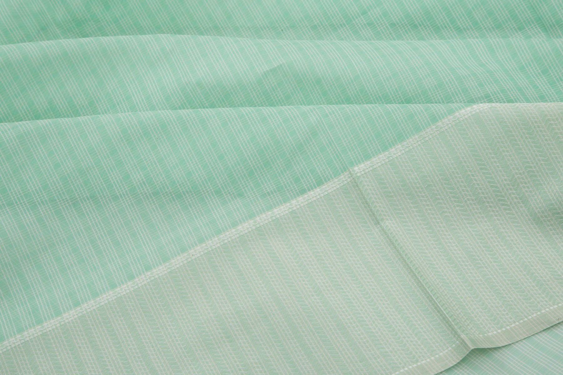 Maheshwari Cotton Checks Sea Green Saree
