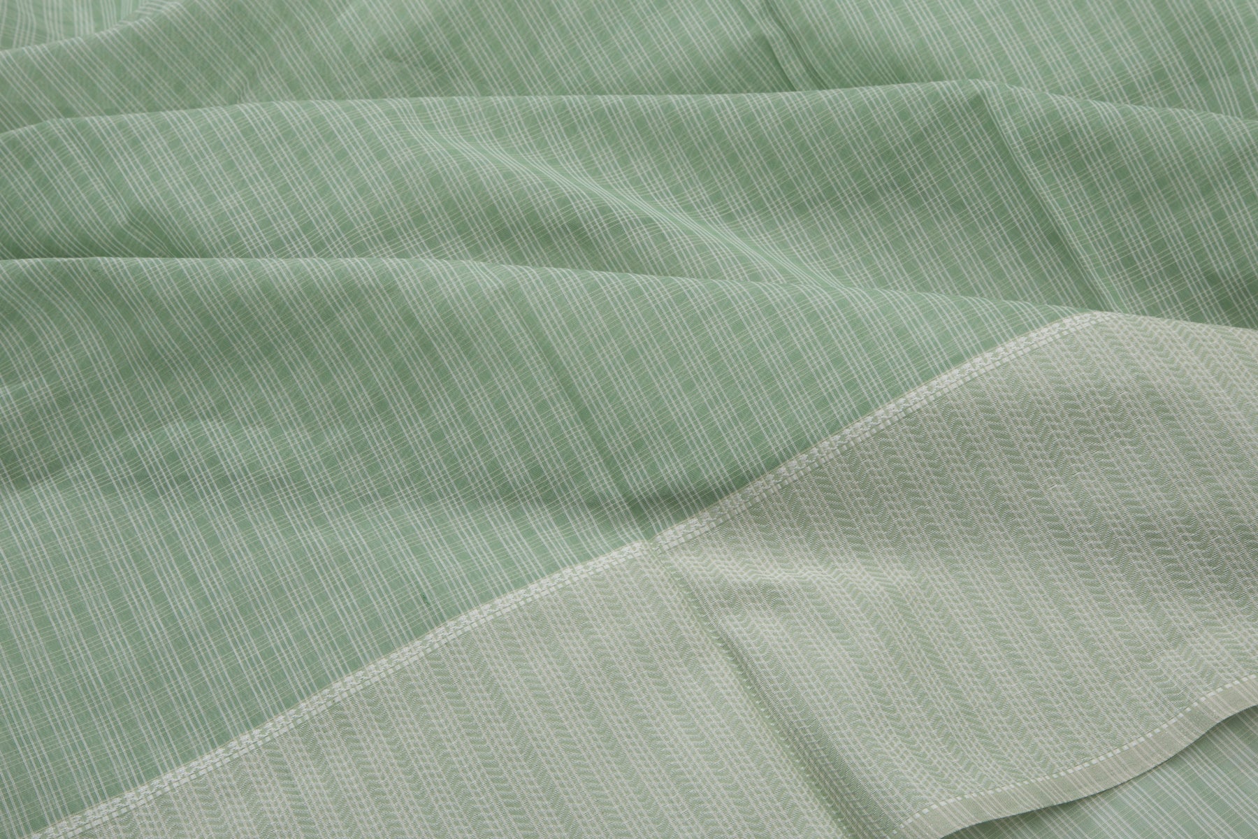 Maheshwari Cotton Checks Green Saree