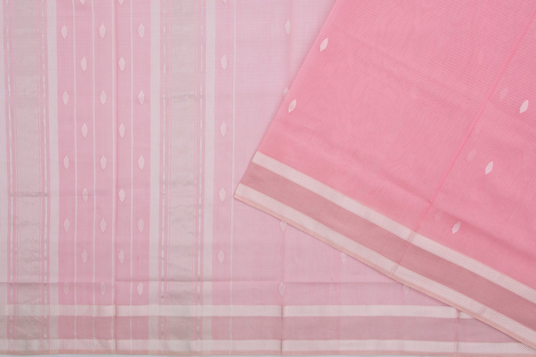 Maheshwari Cotton Horizontal Lines And Butta Pink Saree