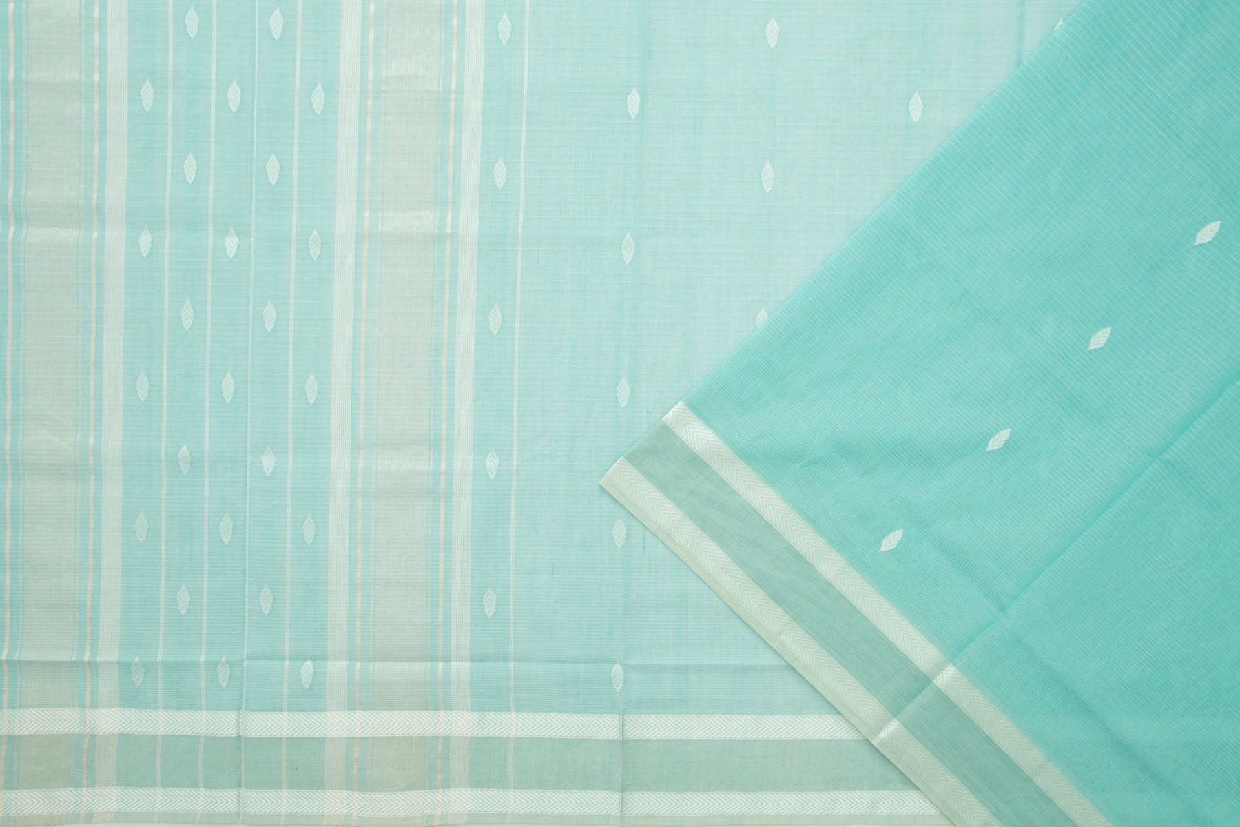 Maheshwari Cotton Horizontal Lines And Butta Blue Saree