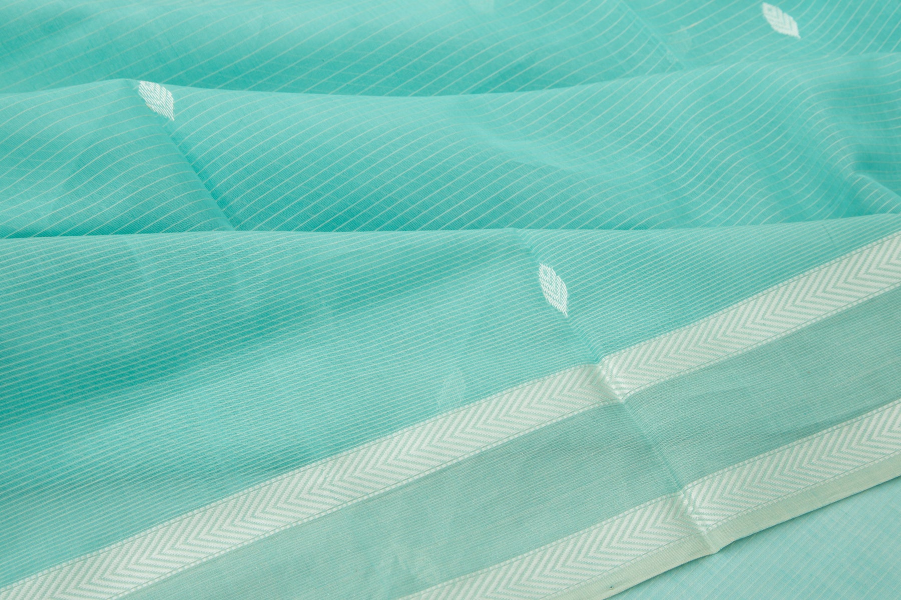 Maheshwari Cotton Horizontal Lines And Butta Blue Saree
