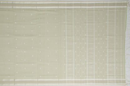 Maheshwari Cotton Horizontal Lines And Butta Sage Green Saree