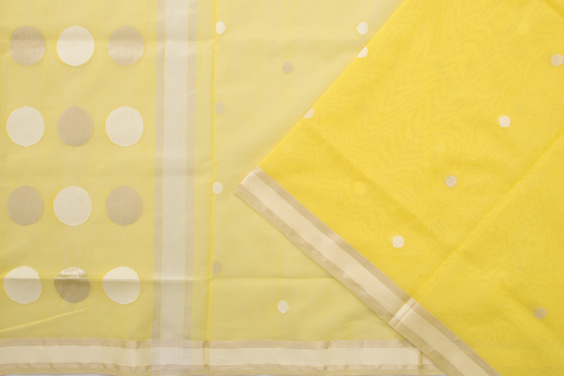 Maheshwari Cotton Butta Yellow Saree