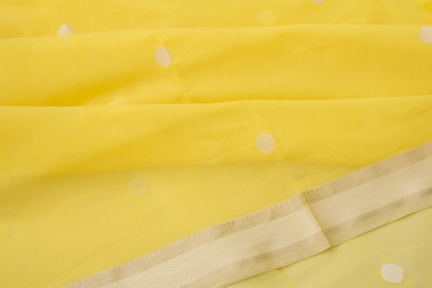 Maheshwari Cotton Butta Yellow Saree