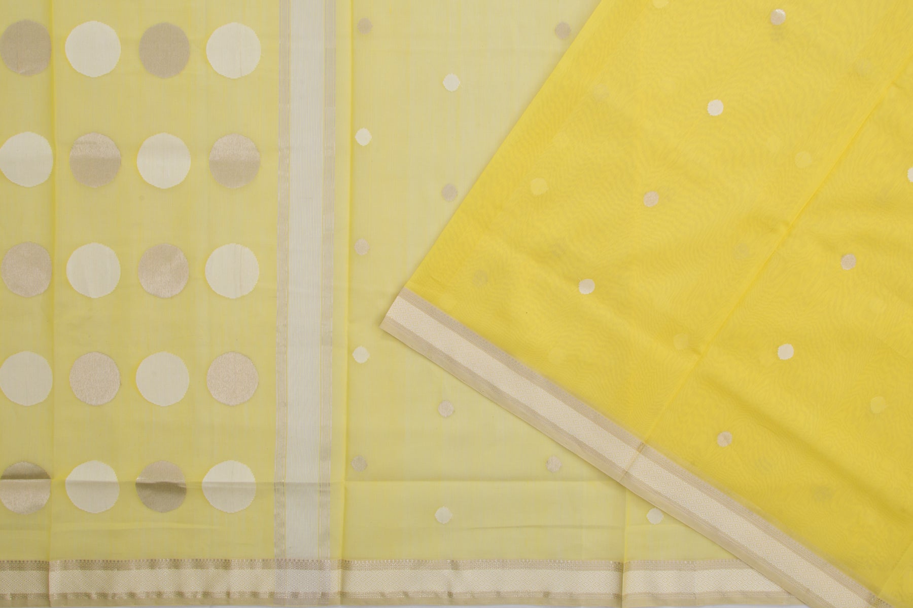 Maheshwari Cotton Butta Lemon Yellow Saree