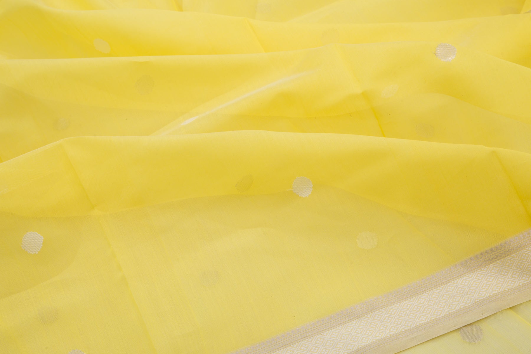Maheshwari Cotton Butta Lemon Yellow Saree