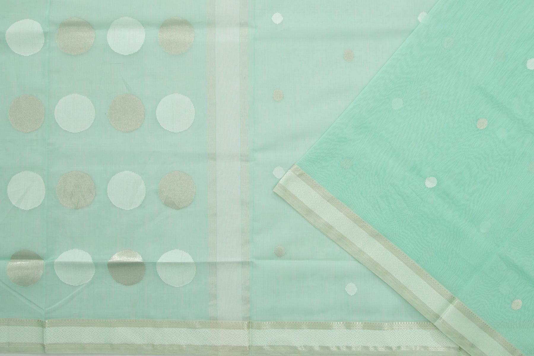 Maheshwari Cotton Butta Sea Green Saree