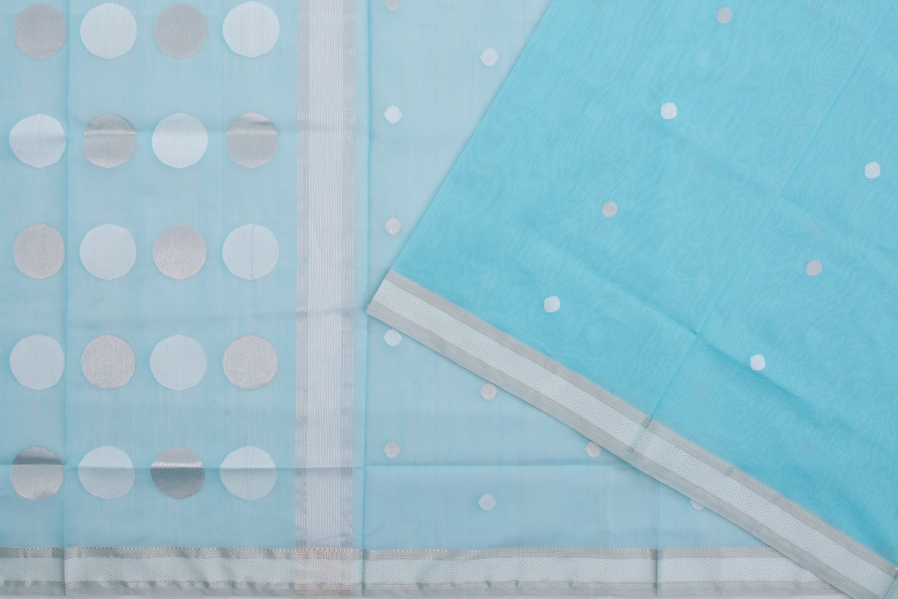 Maheshwari Cotton Butta Sky Blue Saree