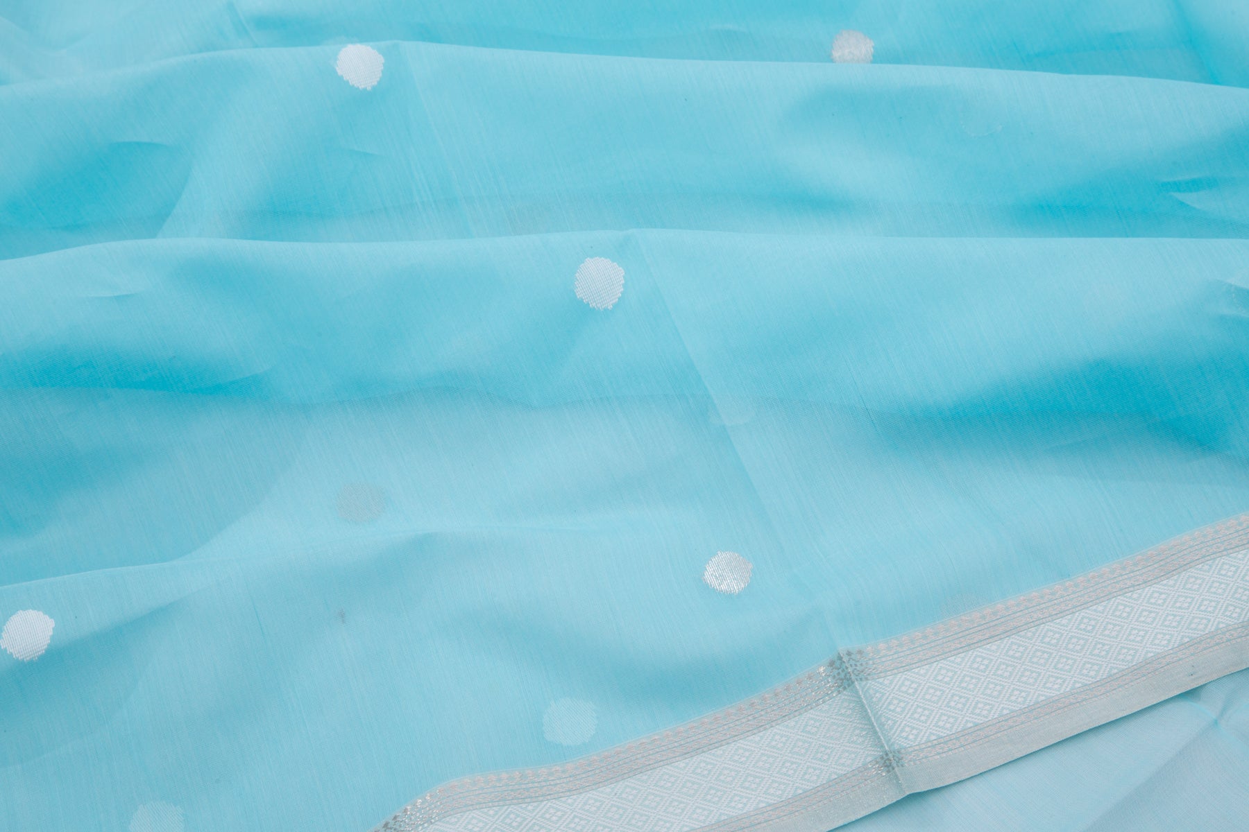 Maheshwari Cotton Butta Sky Blue Saree