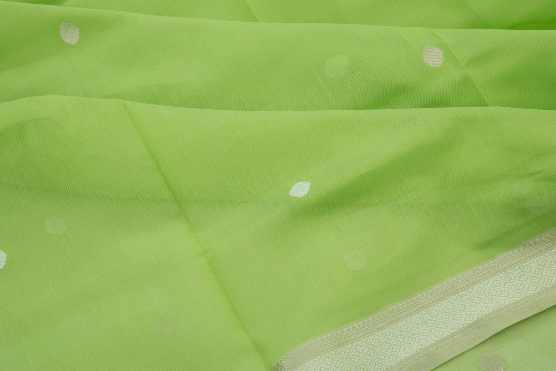 Maheshwari Cotton Butta Green Saree