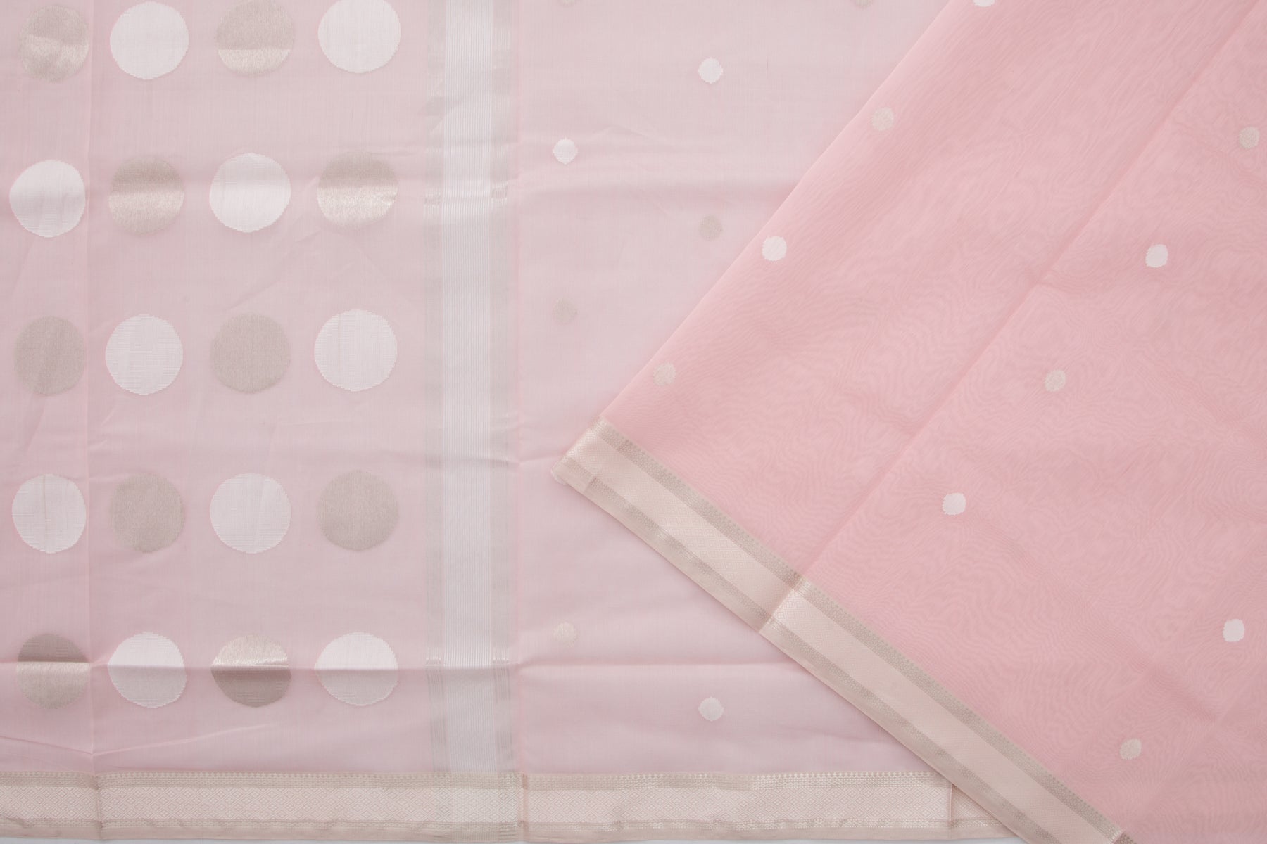 Maheshwari Cotton Butta Pastel Pink Saree