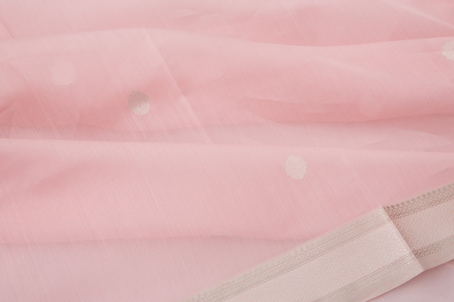 Maheshwari Cotton Butta Pastel Pink Saree