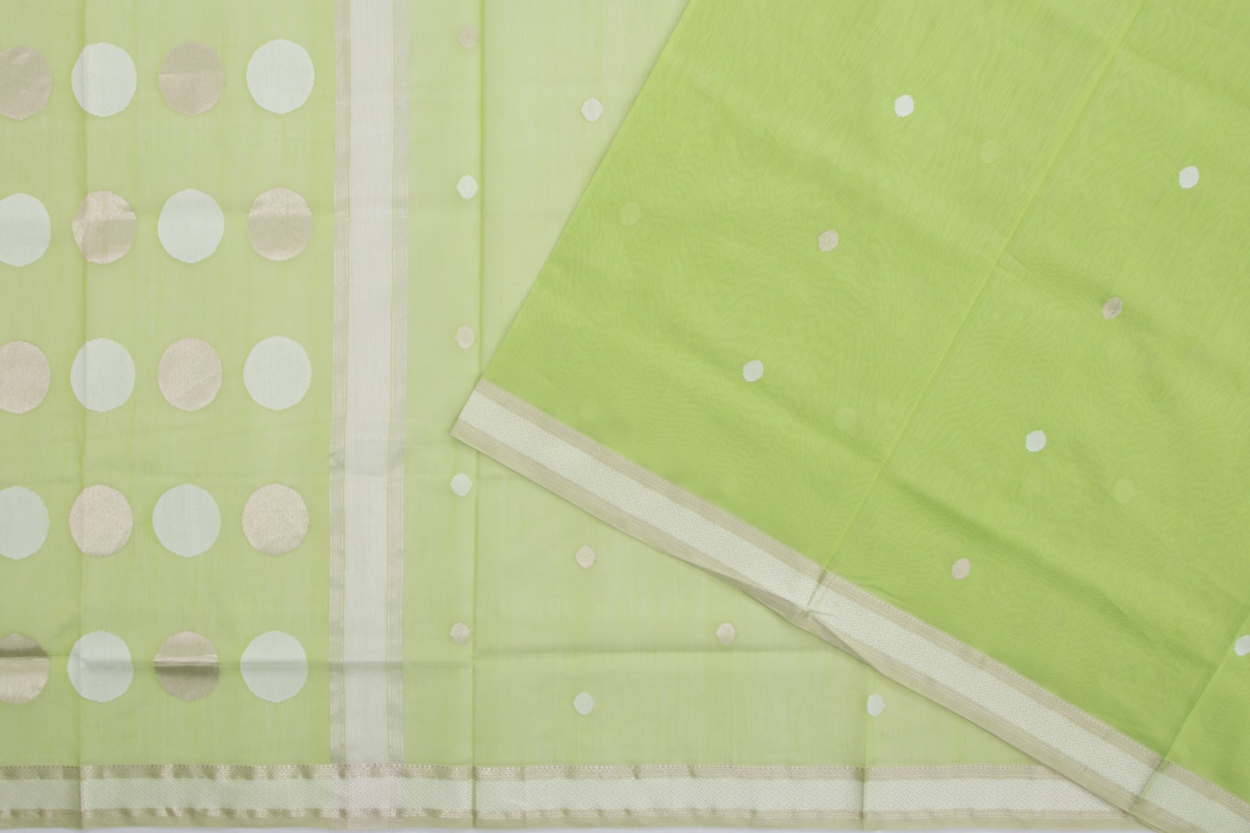 Maheshwari Cotton Butta Green Saree