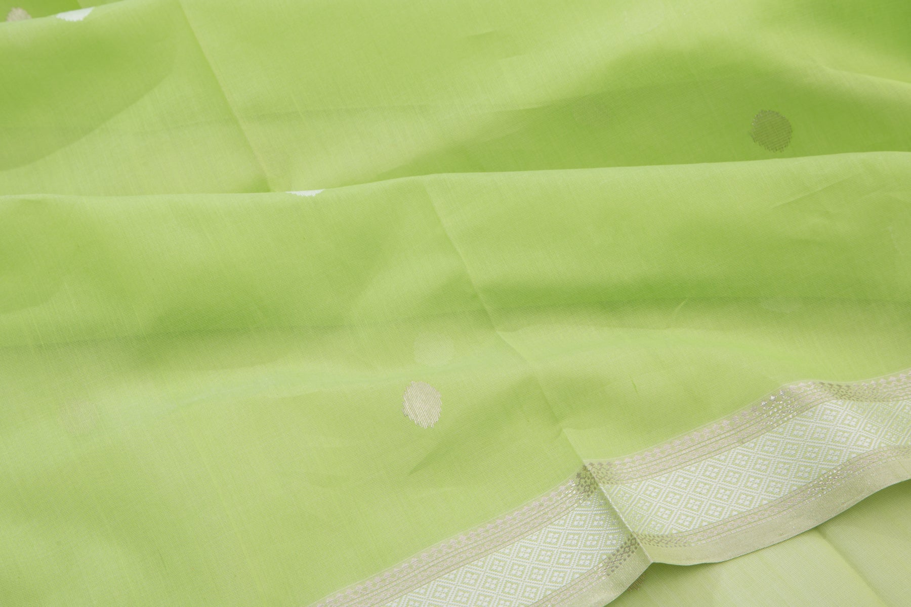 Maheshwari Cotton Butta Green Saree