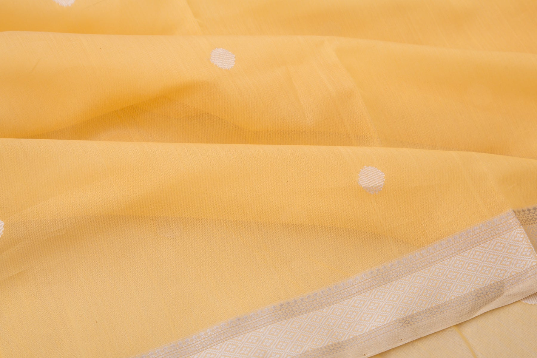 Maheshwari Cotton Butta Sandalwood Yellow Saree