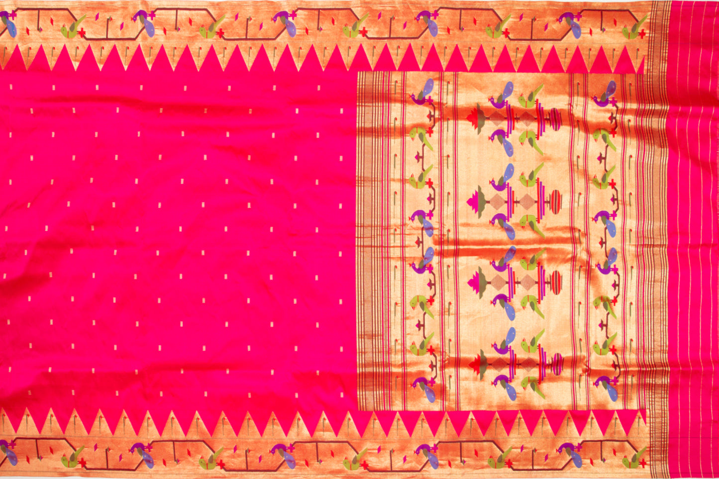 Paithani Silk Butta Pink Saree With Akruthi Border