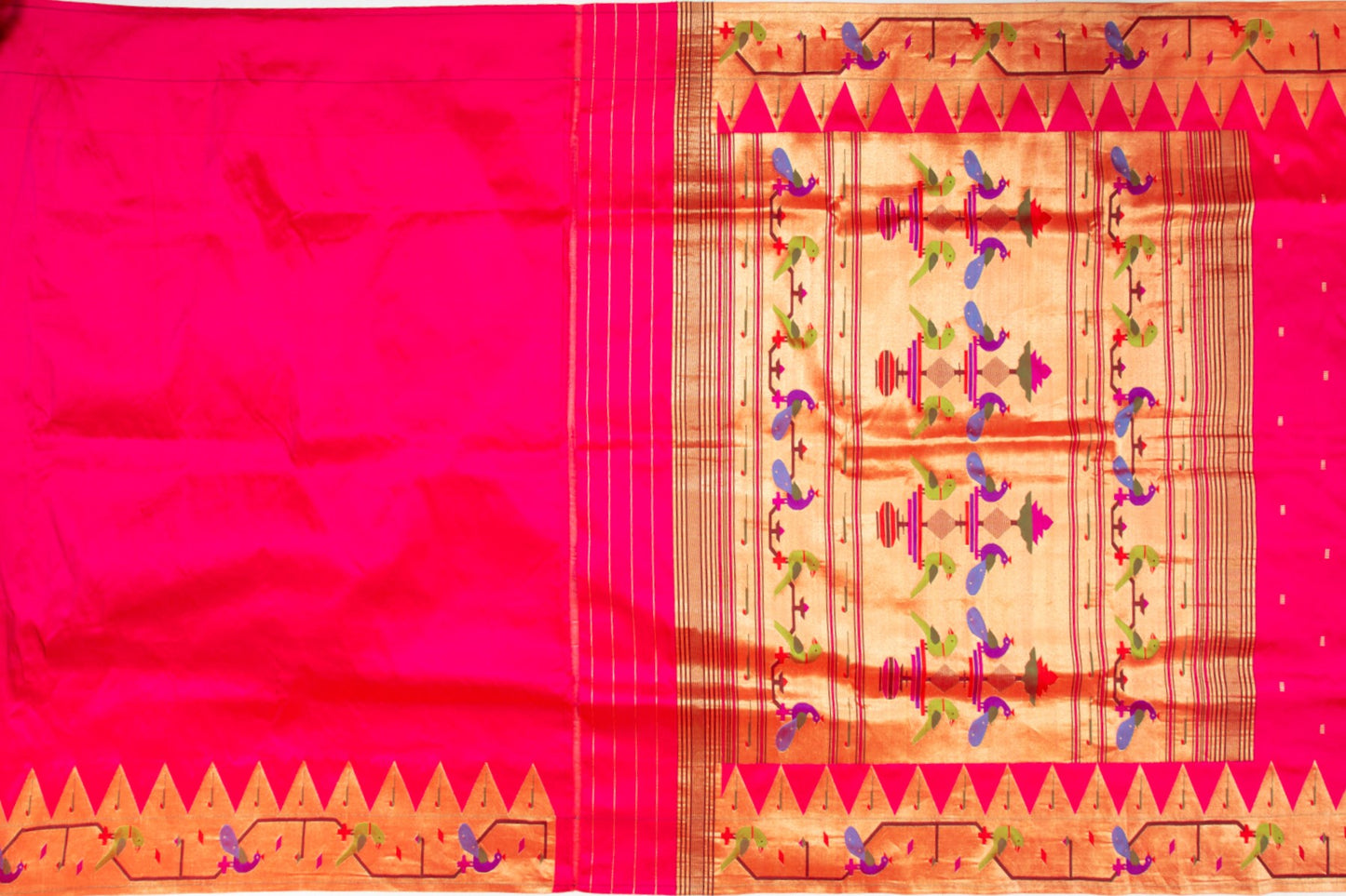 Paithani Silk Butta Pink Saree With Akruthi Border