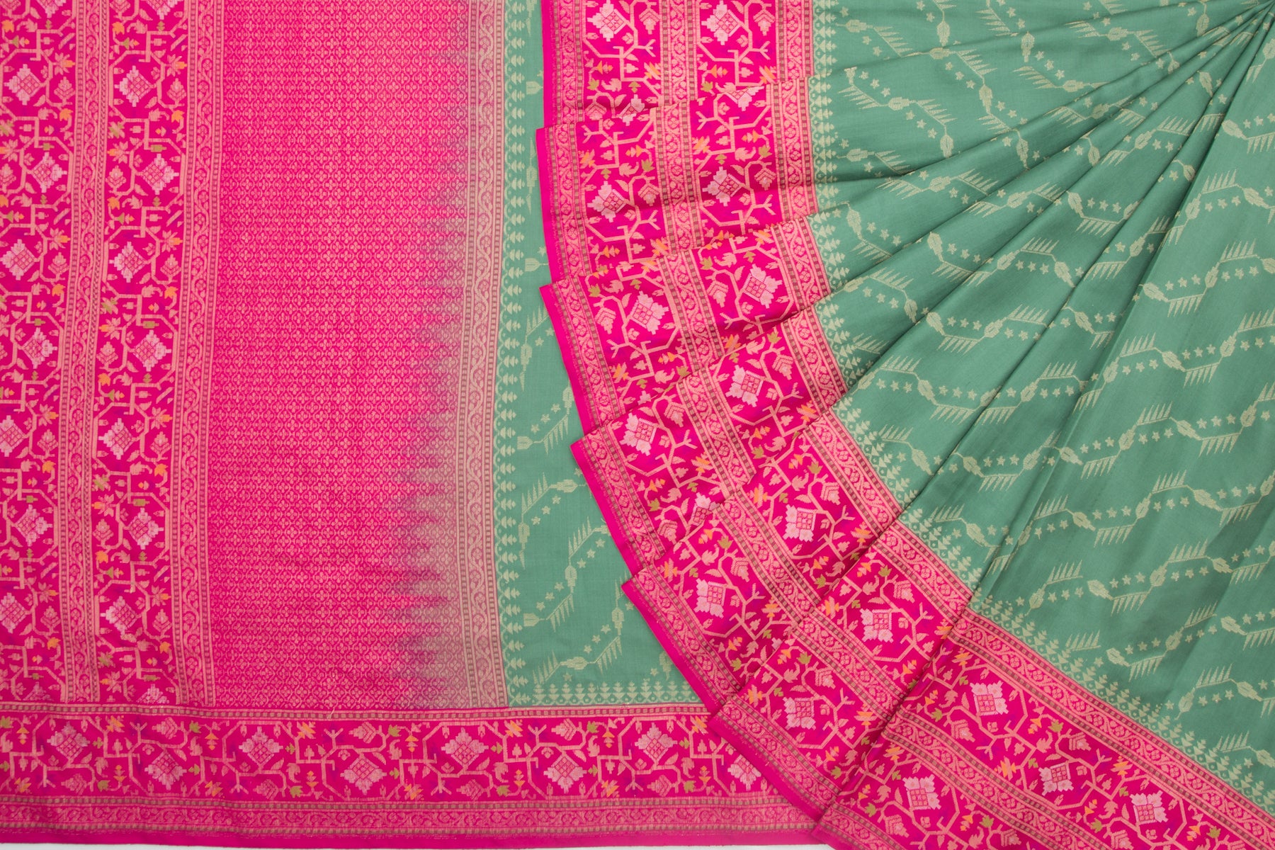 Banarasi Silk Jaal Green Saree