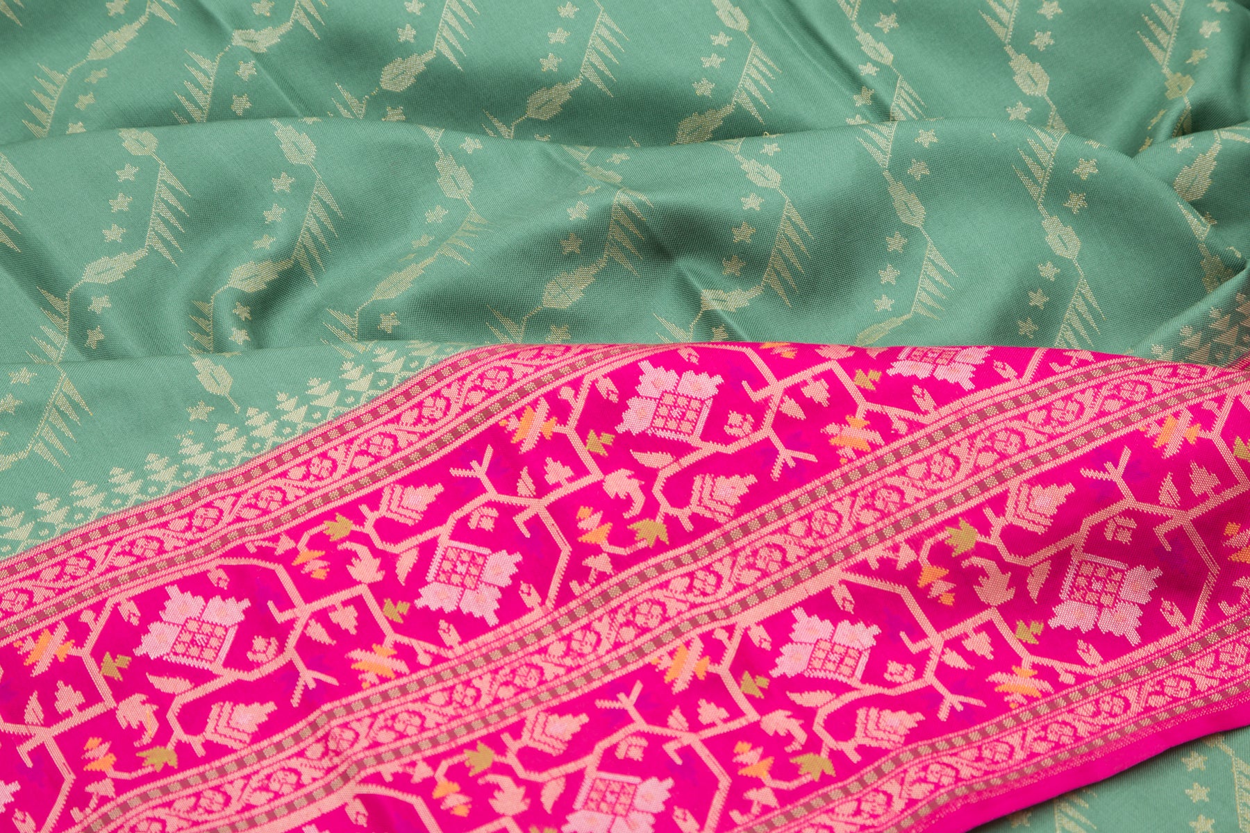 Banarasi Silk Jaal Green Saree