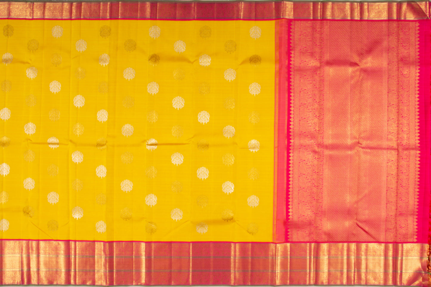 Kanchipuram Silk Butta Yellow Saree