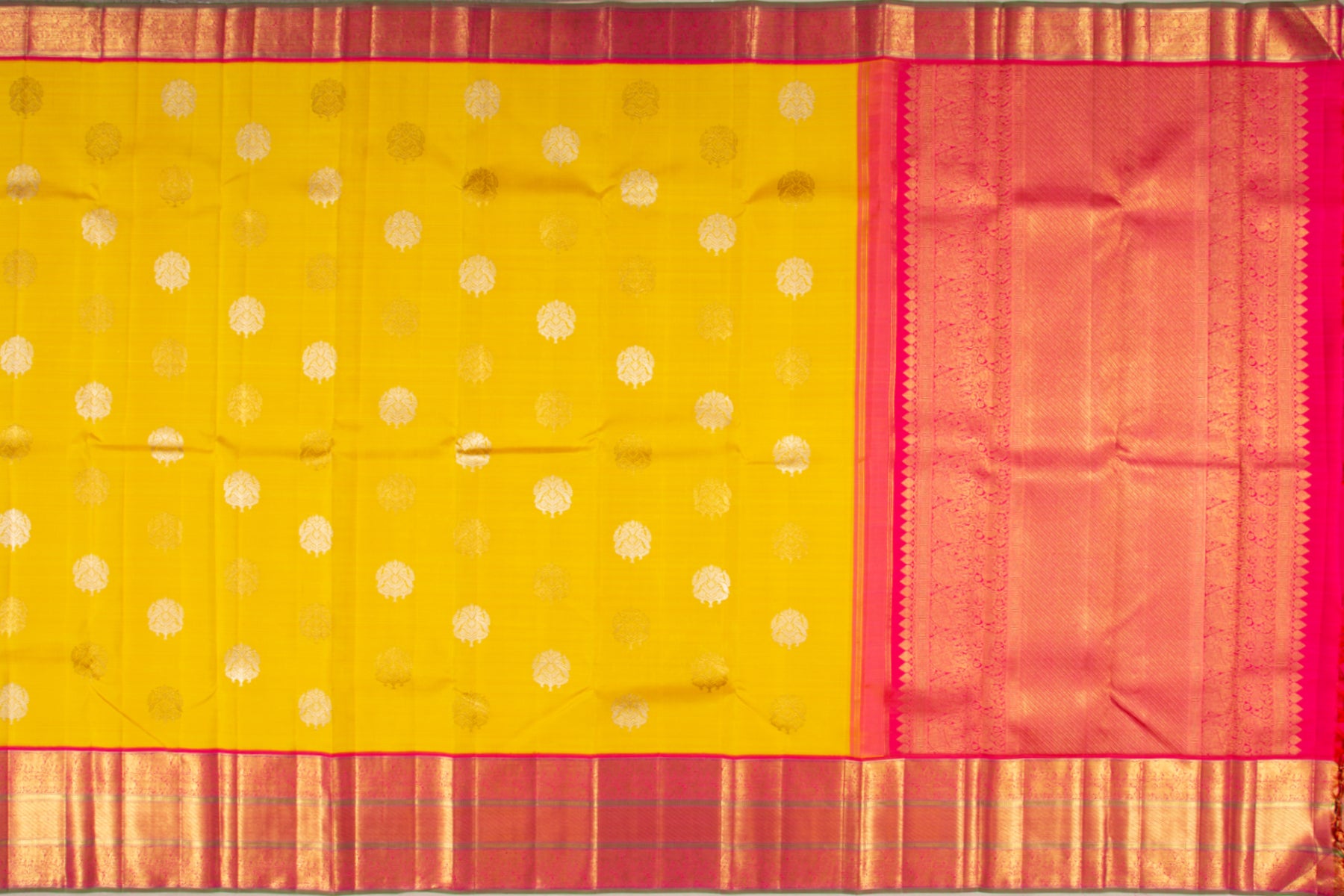 Kanchipuram Silk Butta Yellow Saree